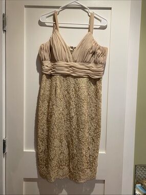 JS Boutique Cream Lace & Chiffon Midi Dress size 12